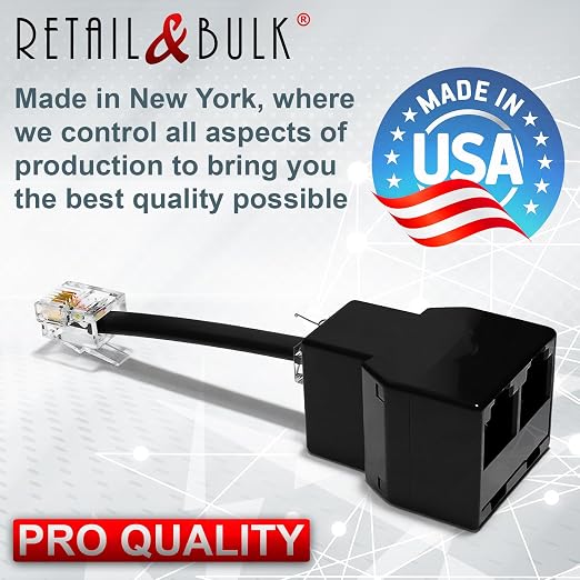Phone Jack Splitter for Landline Telephone RJ11 6P4C 2-Way in-Line or in-Wall - Image 5