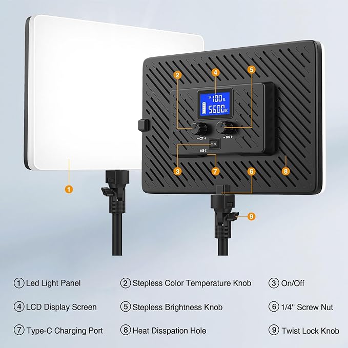 2 Pack Led Video Light Kit - Image 3