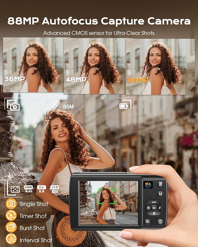 8K Digital Camera for Photography, 2026 Latest WiFi 88MP Vlogging Camera for - Image 3