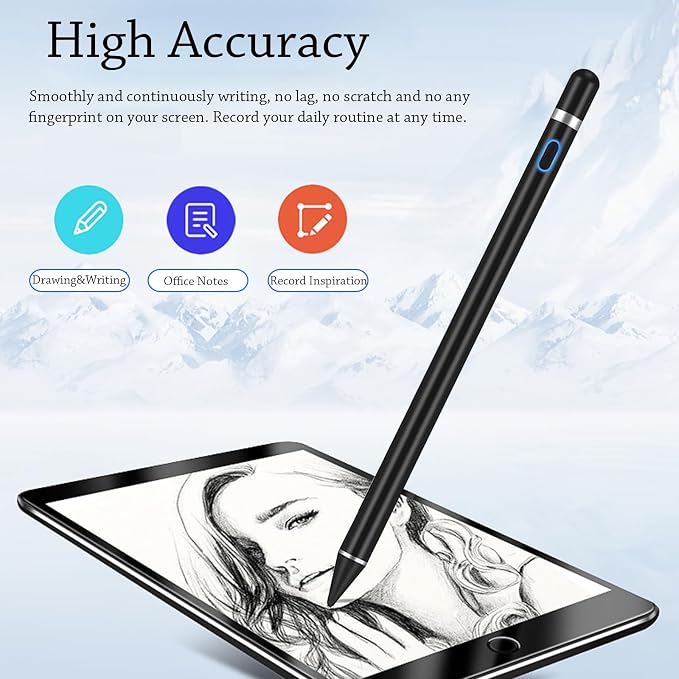Stylus Pen for Touchscreen, DOGAIN iPad Pencil 1.5mm Fine Point Rechargeable - Image 3