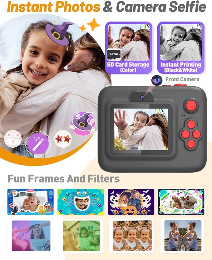 Yehtta Kids Camera Instant Print, Dual-Lens Front Rear Selfie Camera - Image 4