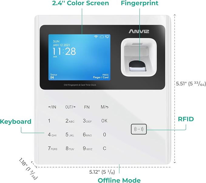 ANVIZ Time Clocks for Employees Small Business - Image 8