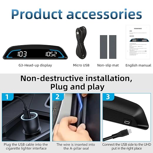 MH Heads Up Display for Car, Digital GPS Speedometer, 5.5 inch HUD GPS Speed - Image 7