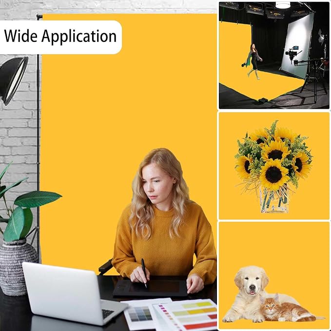 Yellow Photo Backdrop, Photo Booth Portrait Photography Backdrops, Studio - Image 2