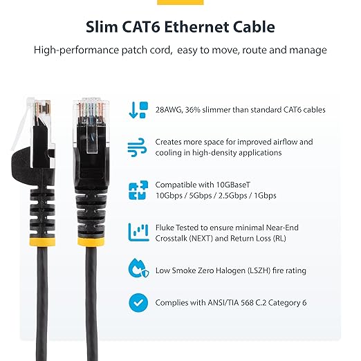 StarTech.com 10ft Orange Slim CAT6 Ethernet Cable, Snagless RJ45, 28AWG Pure - Image 2