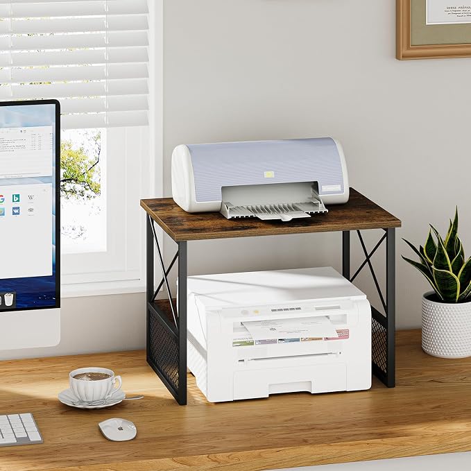 Printer Stand for Desk, Desktop Printer Stand Shelf Organzier for Home Office - Image 2