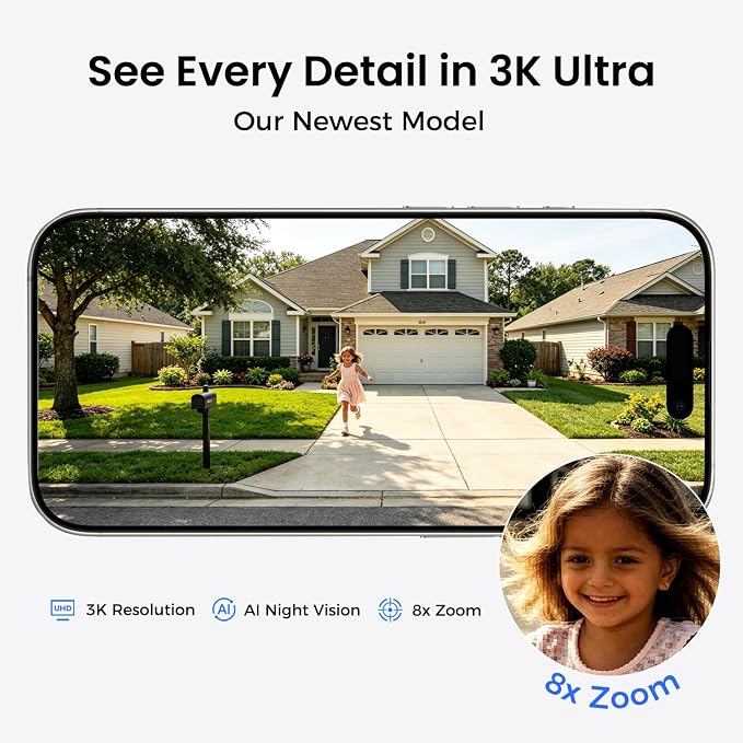 5MP 3K Window Camera for Indoor & Outdoor Home Security, Magnetic Mount - Image 2