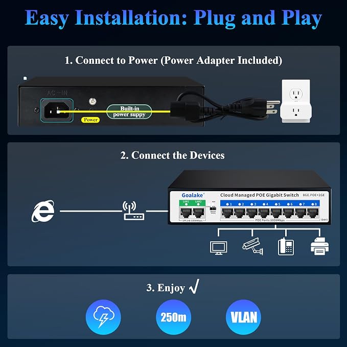 Goalake 10-Port Gigabit PoE Switch - Image 6