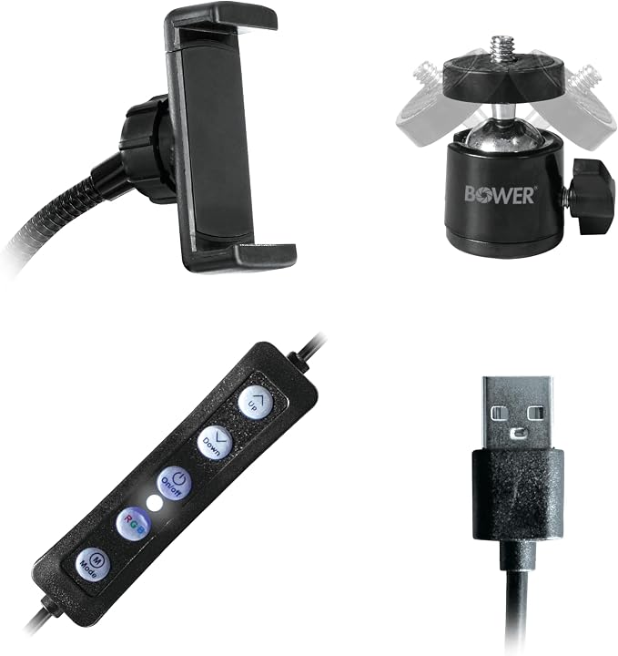 Bower 10 inch RGB Selfie Desktop Ring Light Stand Studio Kit - Image 5