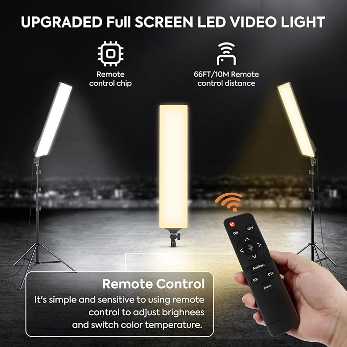 2 Pack LED Video Light Kit 23.6", SEDGEWIN Photography Lighting 2500-7500K - Image 3