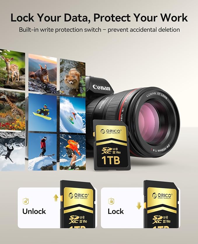 ORICO 128GB SD Card V90 UHS-II Memory Card, 300MB/s Read 250MB/s Write - Image 7