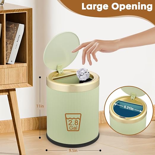Smart Touchless Bathroom Trash Can, 2.8 Gallon Automatic Motion Sensor Rubbish - Image 5