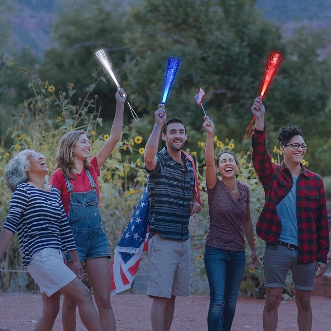 36 Pack Red Blue White Glow Sticks Light Up Fiber Optic Stick Glow Wands Bulk - Image 4