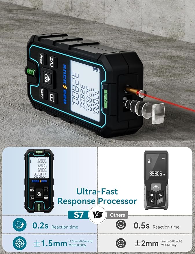 Laser Measure 165 Feet, RockSeed Portable Laser Distance Meter, Digital - Image 2