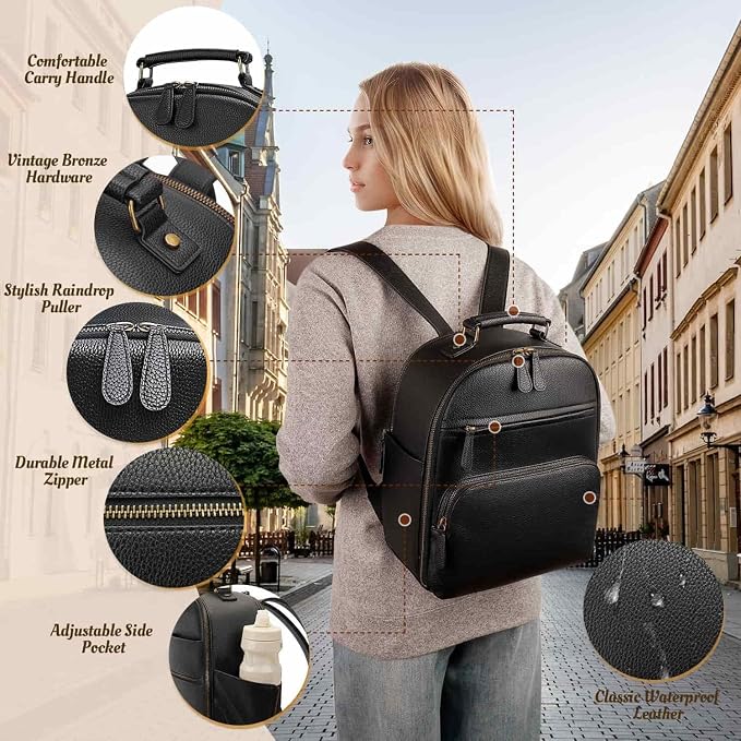 Small Camera Backpack Classic PU Leather - Image 5