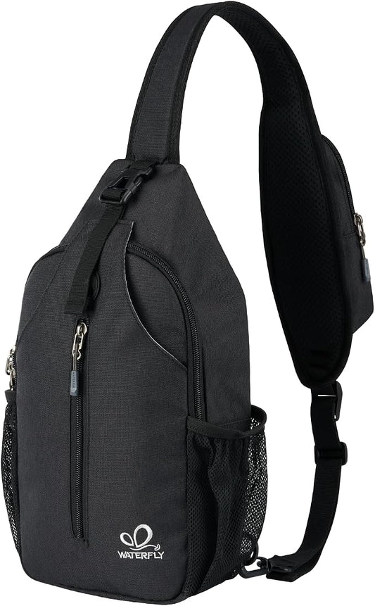WATERFLY RFID Crossbody Sling Backpack Sling Bag Travel Hiking Chest Bag Daypack by Waterfly