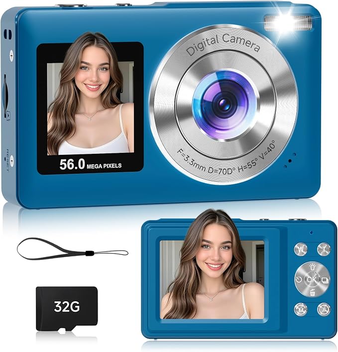 Digital Camera, 56MP Dual Screen Autofocus Vlogging Camera, 16X Zoom Point and by Gtonster