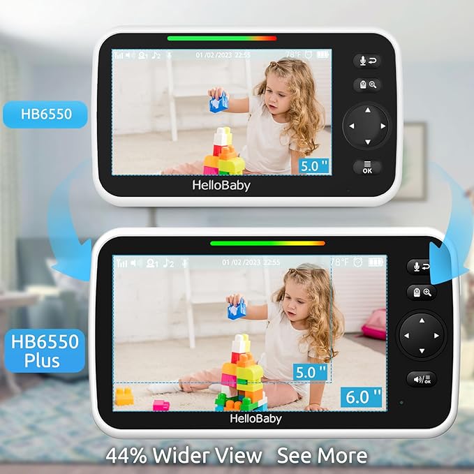 HelloBaby 6'' World First IPS 30H Battery Split-Screen Video Baby Monitor - Image 3