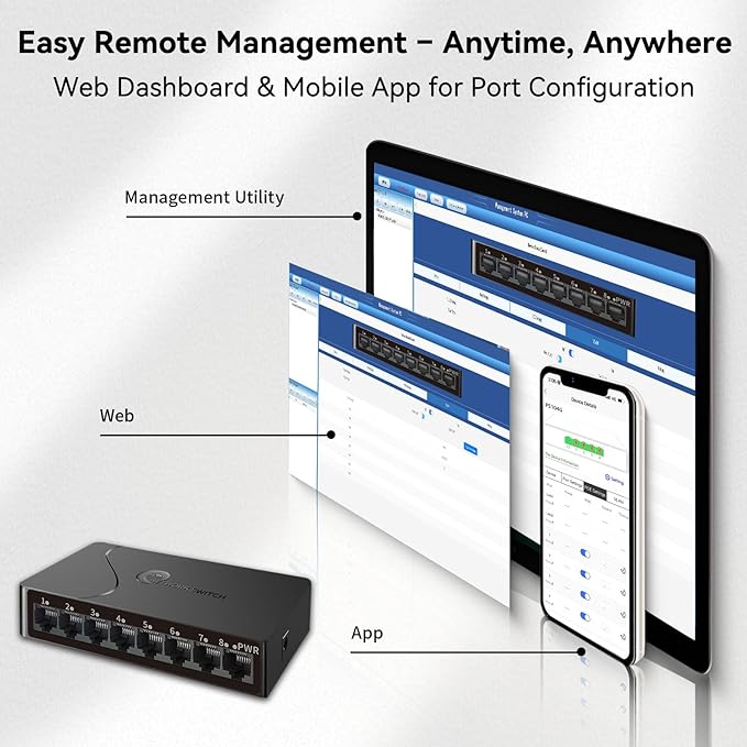 8-Port Gigabit Easy Smart Managed Ethernet Switch | Plug & Play Network Hub - Image 2