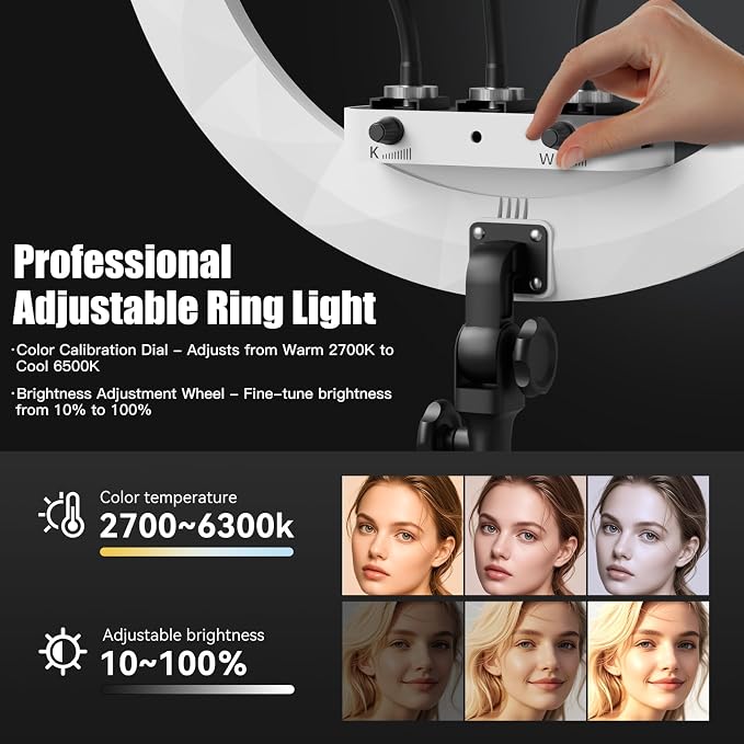 Ring Light with Stand and Phone Holder, Professional LED Circle Light with 78" - Image 3