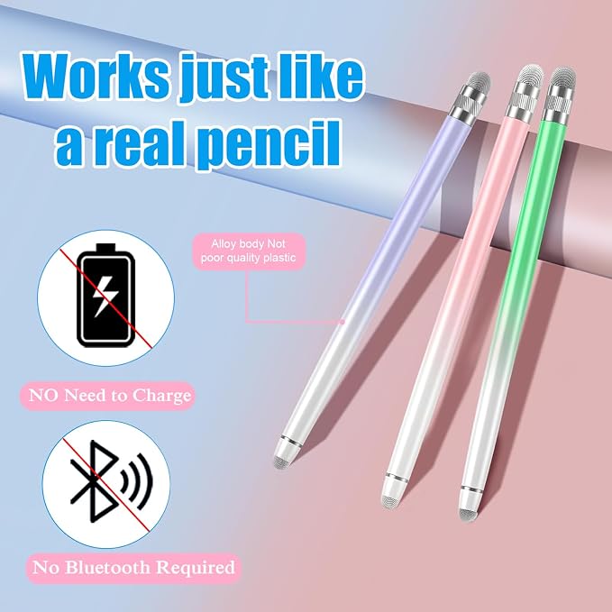 Bopomofo 3PCS Stylus Pen for Touchscreen, Stylus Pen for iPhone/iPad/Tablet - Image 2
