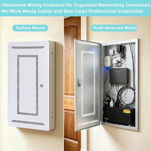 XMK 28 Inch Media Enclosure Structured Network WiFi Electrical Box w/ - Image 6