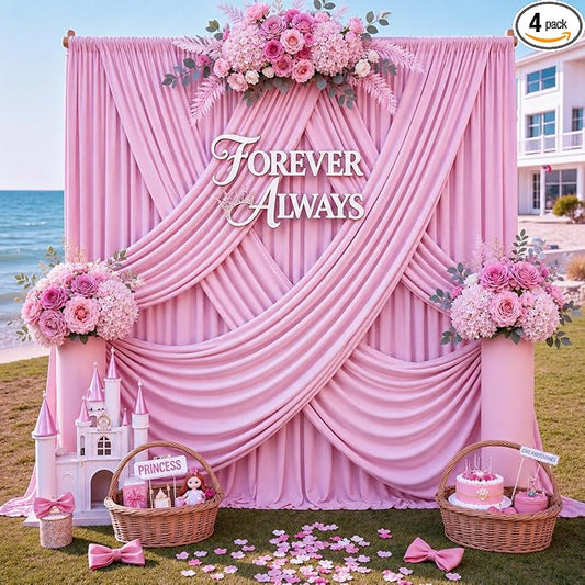 20ft x 12ft Wrinkle Free Pink Backdrop Curtains by CO-AVE