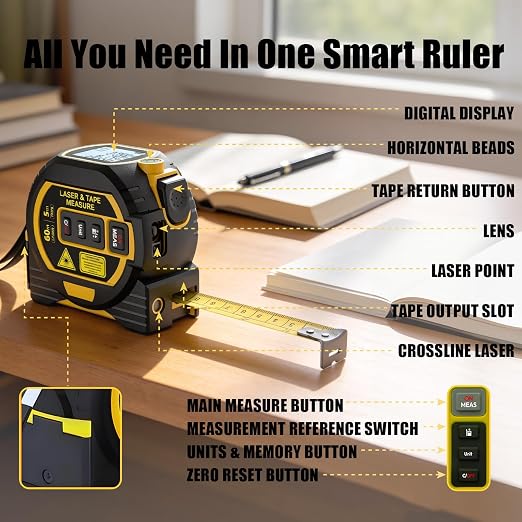 3-in-1 Laser Tape Measure, Digital Tape Measure - Image 2