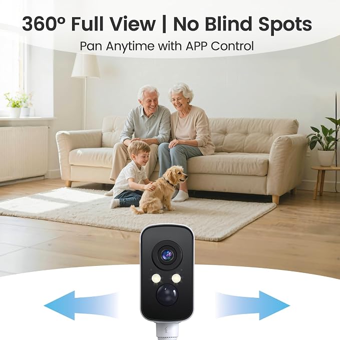360° View Wireless Outdoor Security Camera, No Subscription Free 7-Day Cloud/SD - Image 3