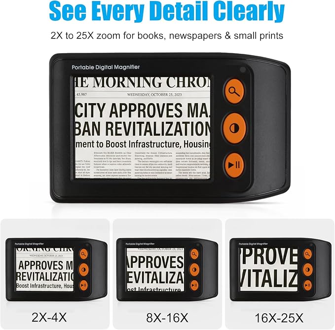 3.5" Portable Digital Magnifier, 2X-25X Zoom - Image 2