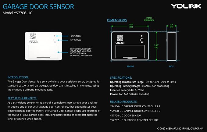 YoLink Smart Garage Door Sensor, Garage Door Position Sensor - Image 9