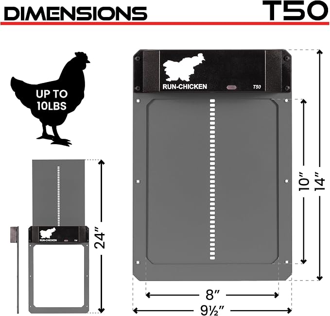 RUN-CHICKEN Door T50 – Automatic Chicken Coop Door Opener, Battery Powered & - Image 7