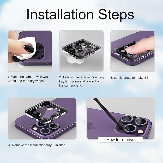 Misea for iPhone 14 Pro/iPhone 14 Pro Max Camera Lens Protector Bling, 9H - Image 7