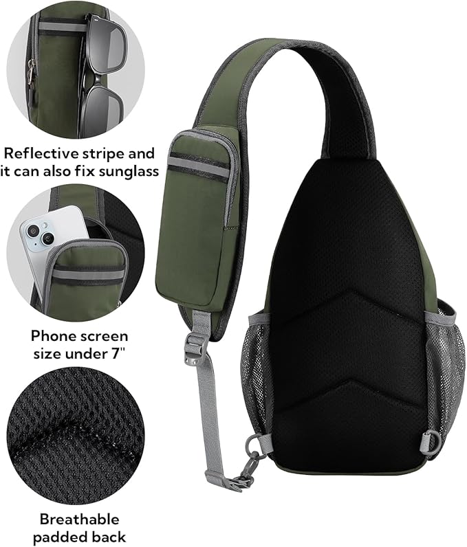 WATERFLY Crossbody Sling Backpack Sling Bag Travel Hiking Chest Bags Daypack - Image 5