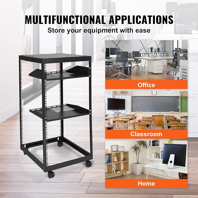 VEVOR 20U Open Frame Server Rack, Free Standing or Wall Mount Network Server - Image 6