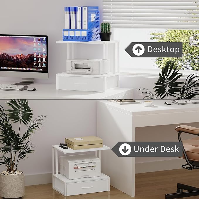 Printer Stand with Storage for Desk, with Fabric Drawer Desktop Printer Stand - Image 6