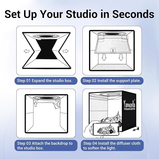 Light Box Photography 12x12'', Tabletop Photo Box Booth - Image 6