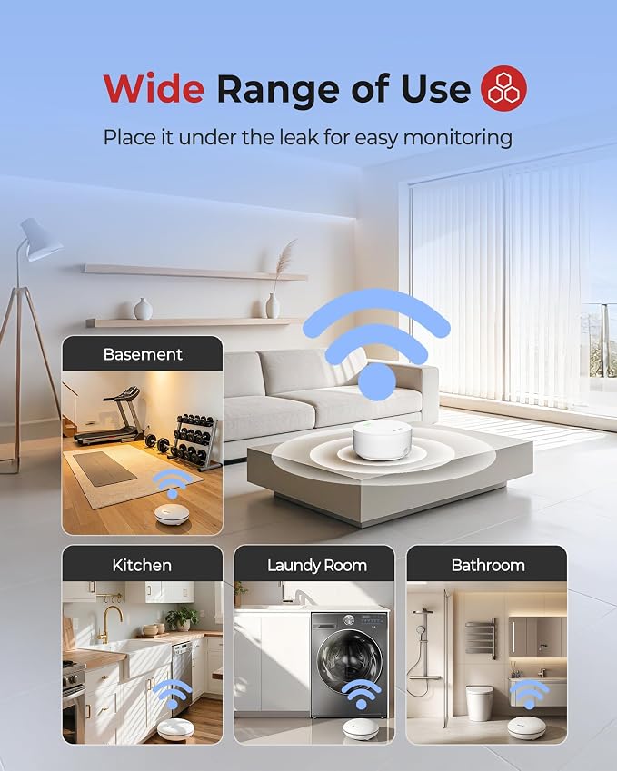 Heiman Water Leak Detector for Home, Water Sensor Alarm Leak Detector, Battery - Image 6