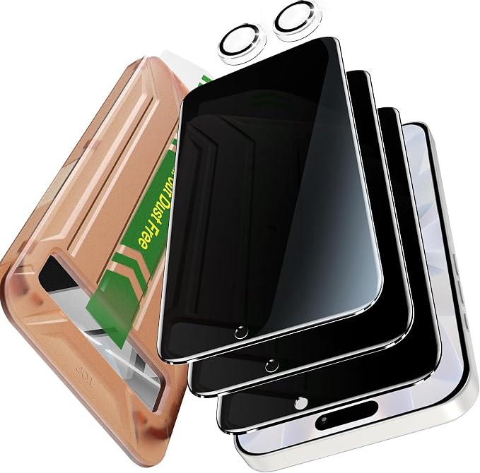 YMHML 3 Pack Compatible for iPhone 17 Privacy Screen Protector Tempered Glass + by YMHML