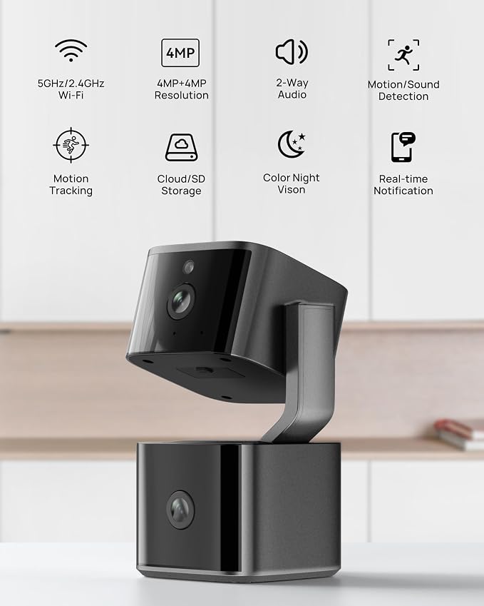 Dual Lens Security Camera Indoor 5G/2.4G WiFi, 2K+2K Pet Camera - Image 8