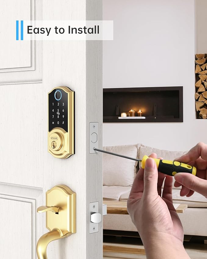 SMONET Smart Lock Brass Fingerprint Deadbolt, Keyless Entry Door Lock - Image 6