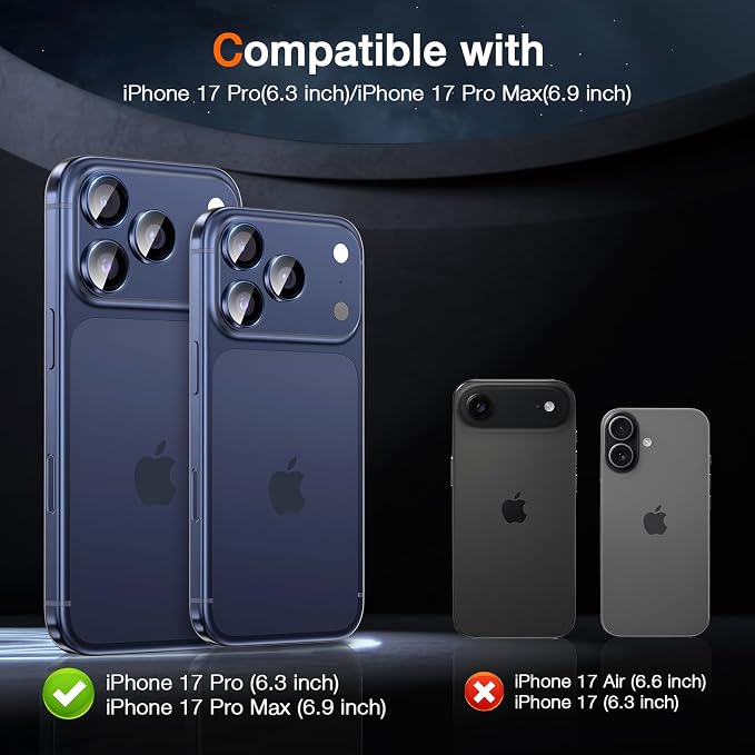 LK 2 Pack for iPhone 17 Pro/17 Pro Max Camera Lens Protector One-Click - Image 2