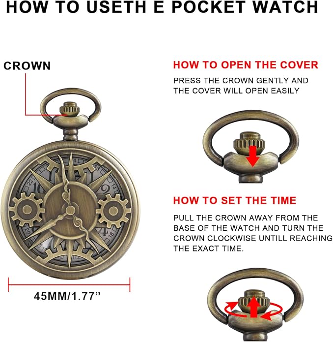 Men's Pocket Watch, Arabic Digital Dial Pocket Watches - Image 7