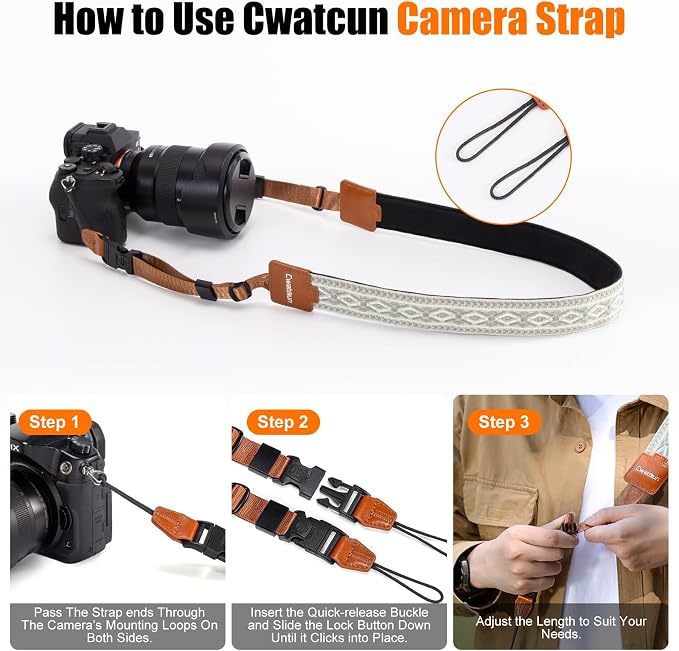 Cwatcun Bohemian Floral Camera Strap, Adjustable Crossbody DSLR Strap - Image 6
