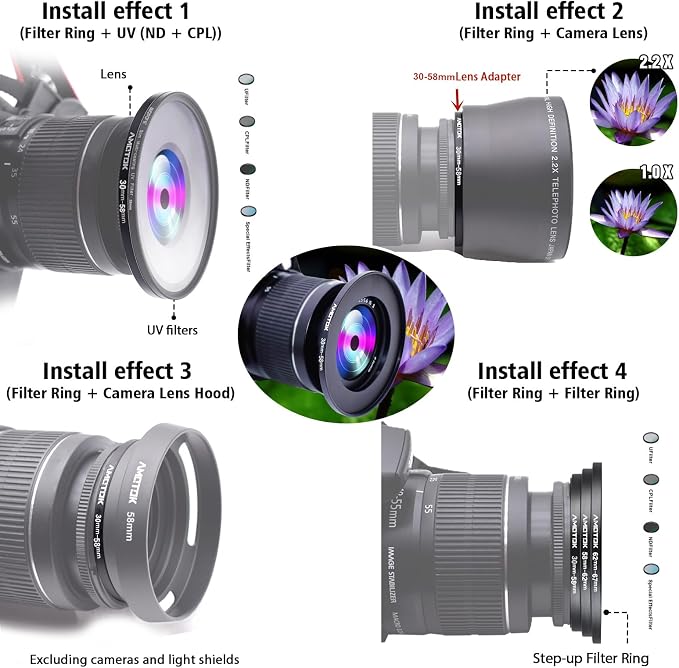 30mm Lens to 58mm Camera Lens Adapter, 30mm to 58mm Filter Step up Ring Adapter - Image 6
