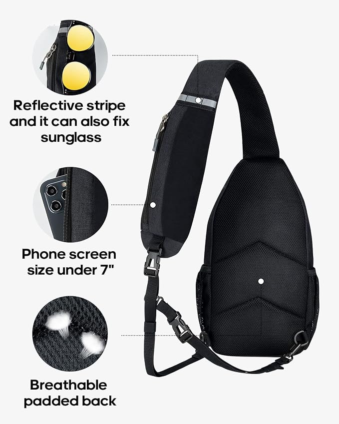 WATERFLY Small Hiking Sling Bag: Crossbody Sling Backpack Chest Bag Daypack - Image 3