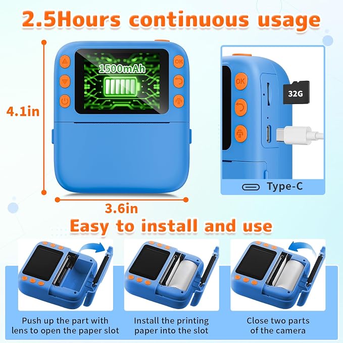 Instant Print Camera for Kids, Christmas Birthday Gifts for Girls Boys - Image 6