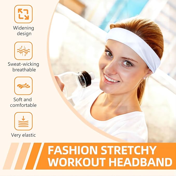 8PCS Summer-Exclusive Non Slip Sports Elastic Soft Running Fashion Headbands - Image 2