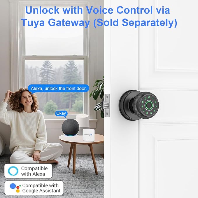BIWIBON 5-in-1 Smart Door Knob, Fingerprint Door Knob - Image 7