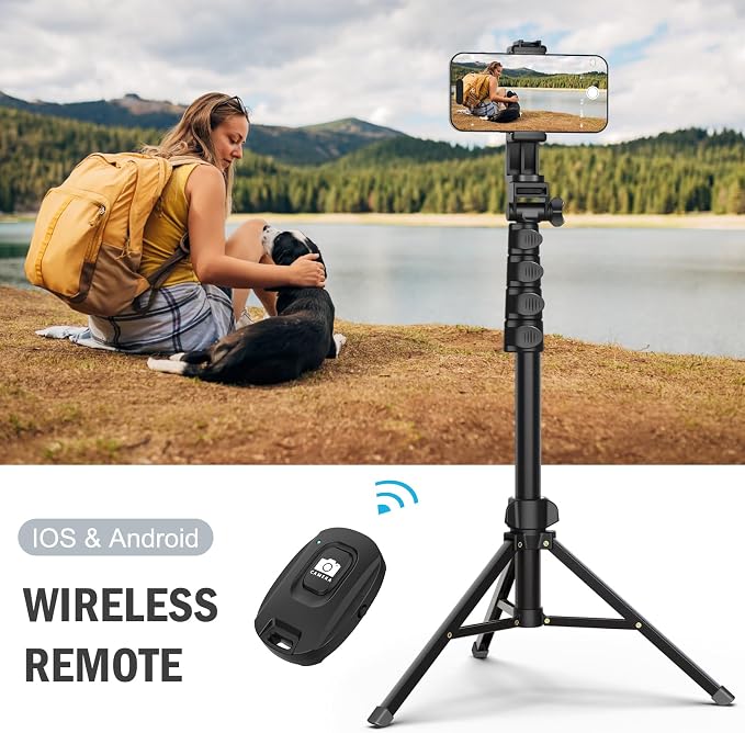 Liphisy 64” Tripod for Cell Phone & Camera, Phone Tripod - Image 4